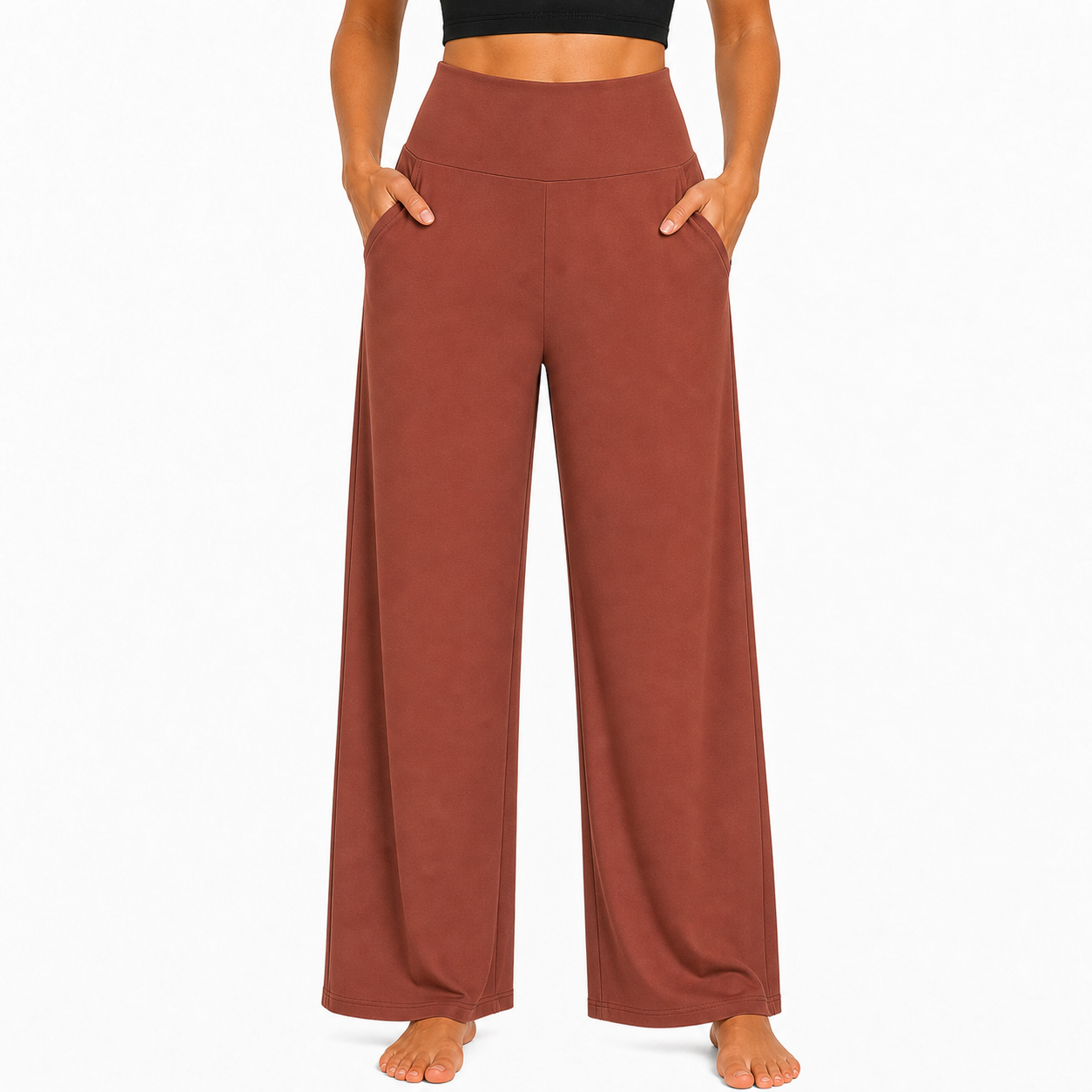 Limited Deal 8-Pack Women's High-Waisted Wide Leg Stretch Pants with Deep Pockets