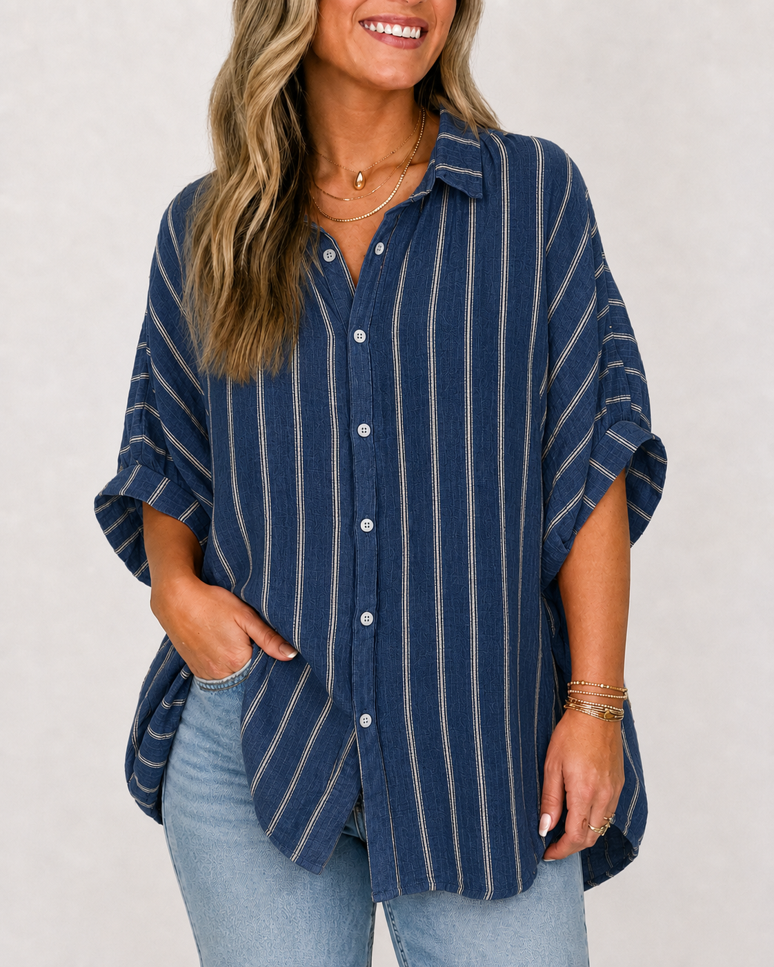 Deep Navy Stripe front view