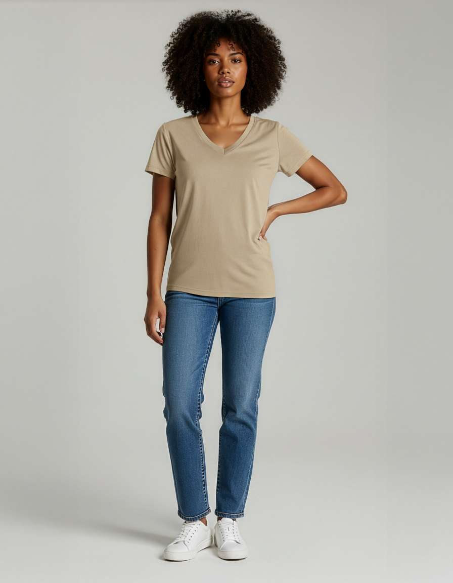 4 Pack: Women's Short-Sleeve V-Neck T-Shirt (Available in Plus Size)