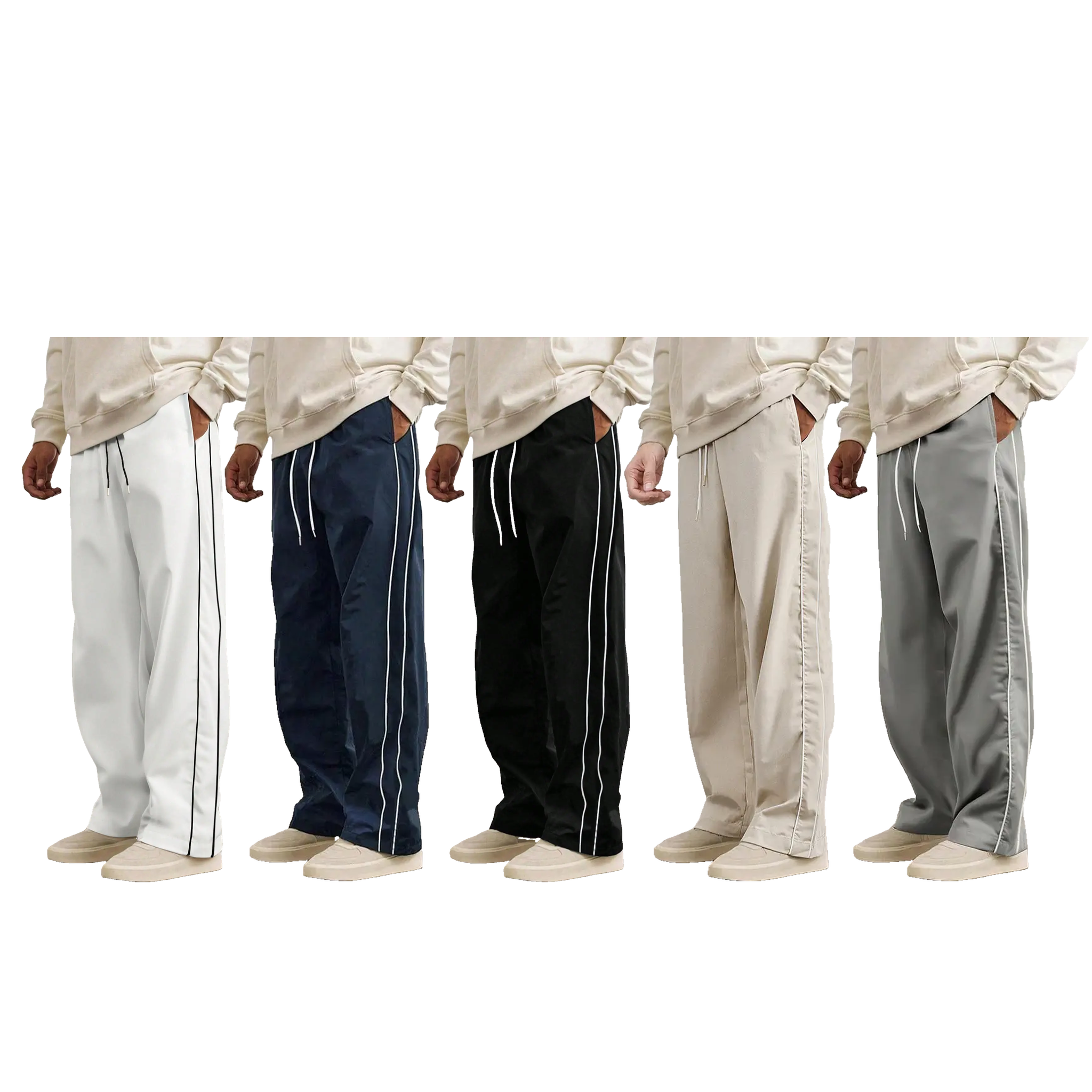 5-Pack Men’s Straight-Leg Striped Casual Pants for Spring/Autumn, Trendy High-Street Versatile Athletic Joggers for Summer