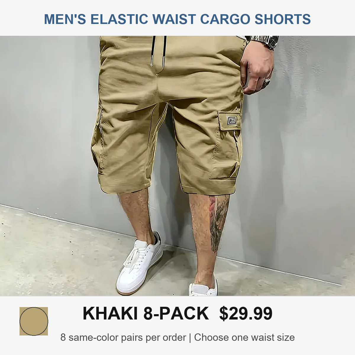Men's 8-pack cargo shorts - Khaki 8-Pack