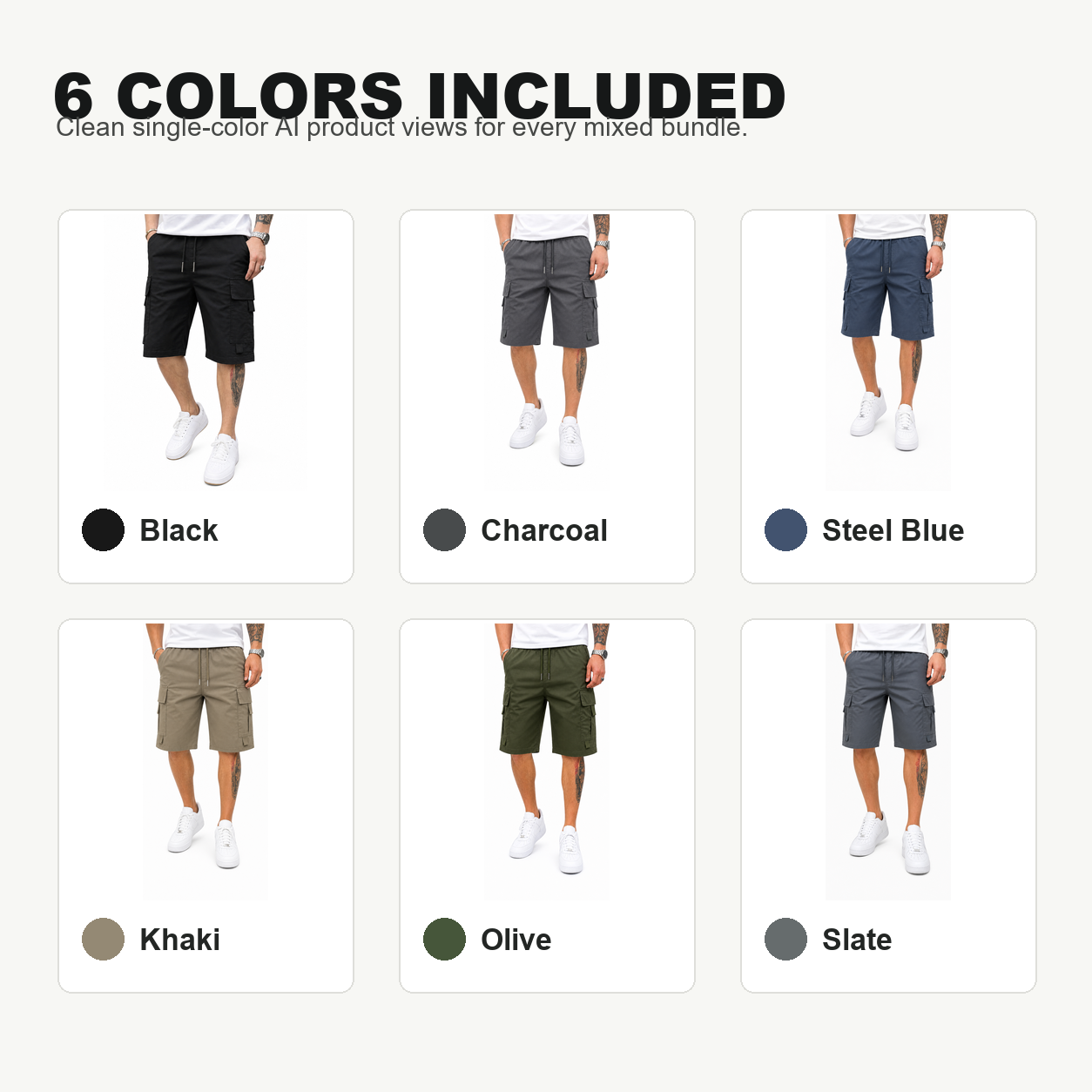 Pack & Save Men's Drawstring Cargo Shorts, Lightweight Multi-Pocket Utility Shorts with Elastic Waist