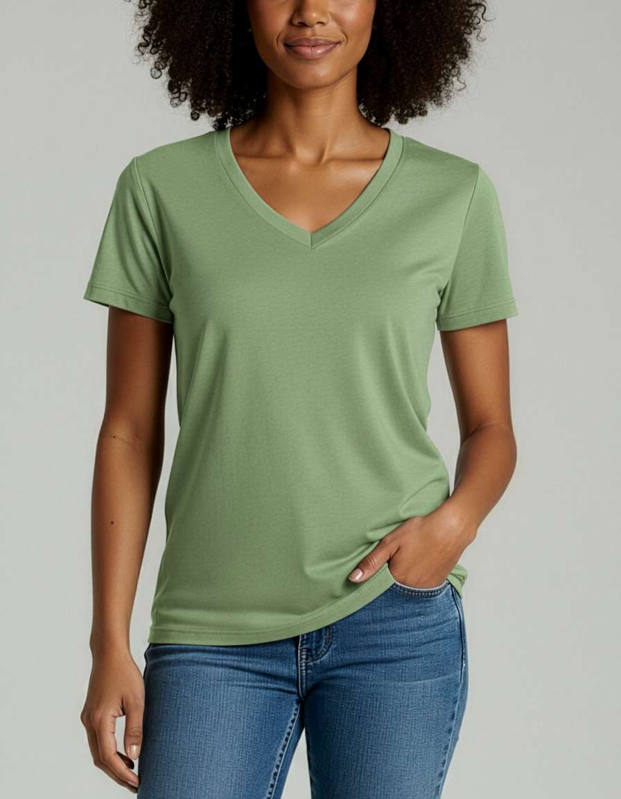 4 Pack: Women's Short-Sleeve V-Neck T-Shirt (Available in Plus Size)