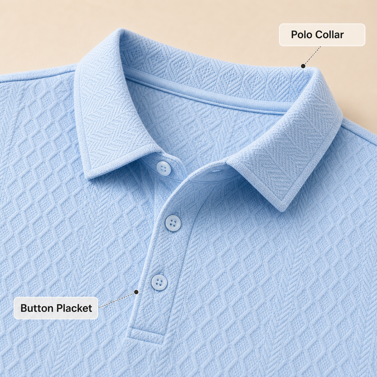 Polo collar and placket detail image