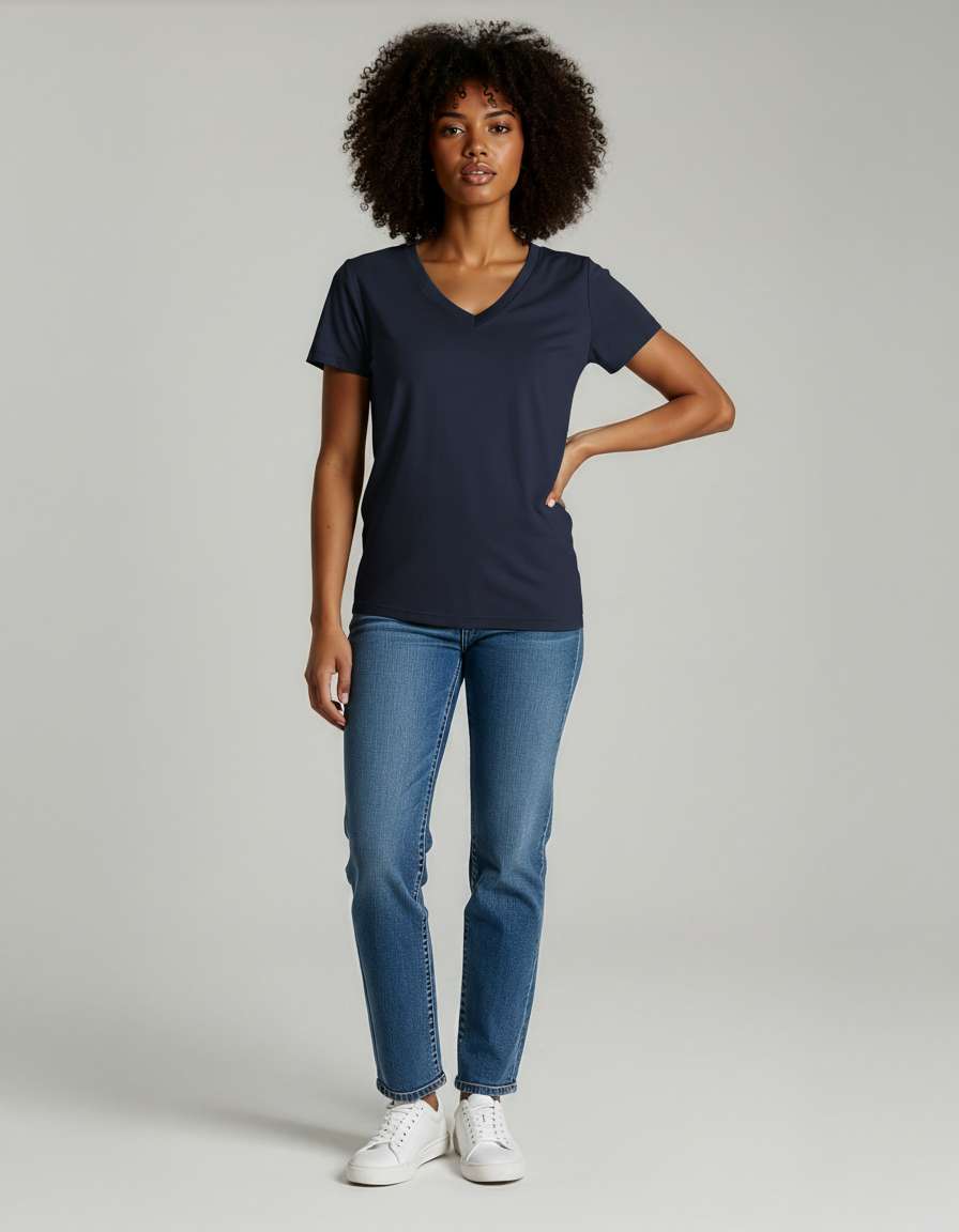 4 Pack: Women's Short-Sleeve V-Neck T-Shirt (Available in Plus Size)