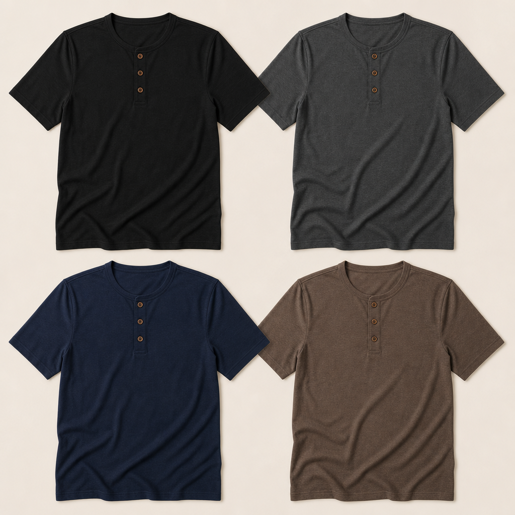 4-Pack Dark Set mens soft short sleeve henley shirt SKU image