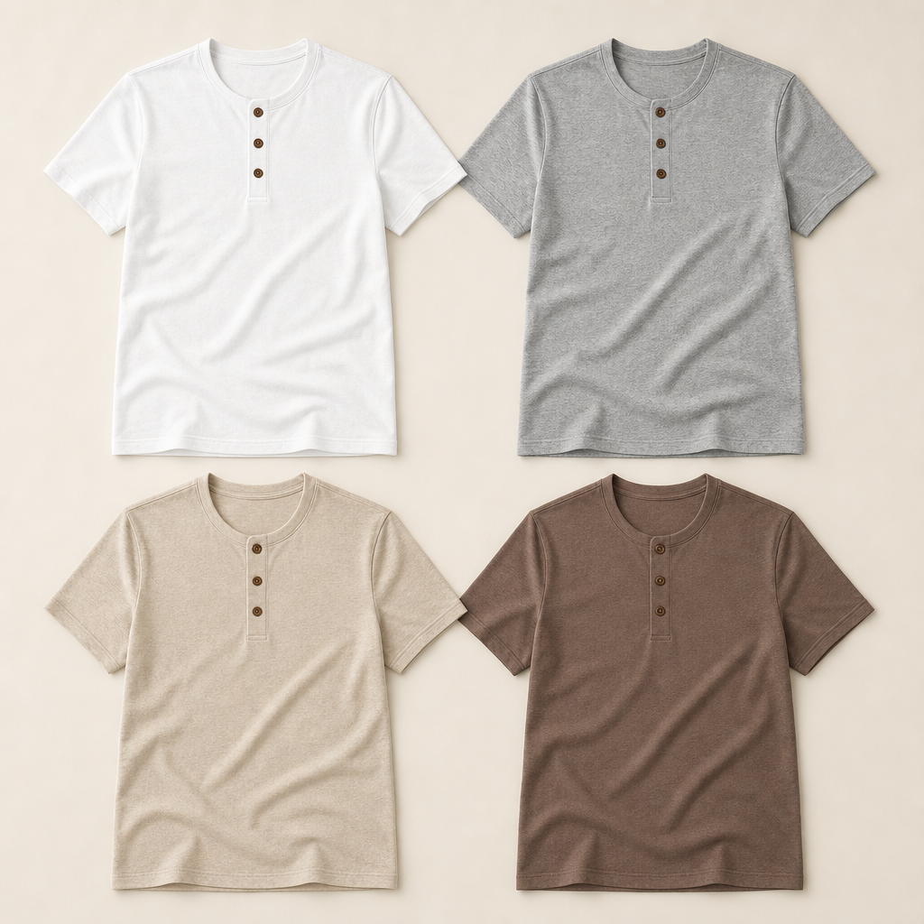 4-Pack Light Neutral Set mens soft short sleeve henley shirt SKU image