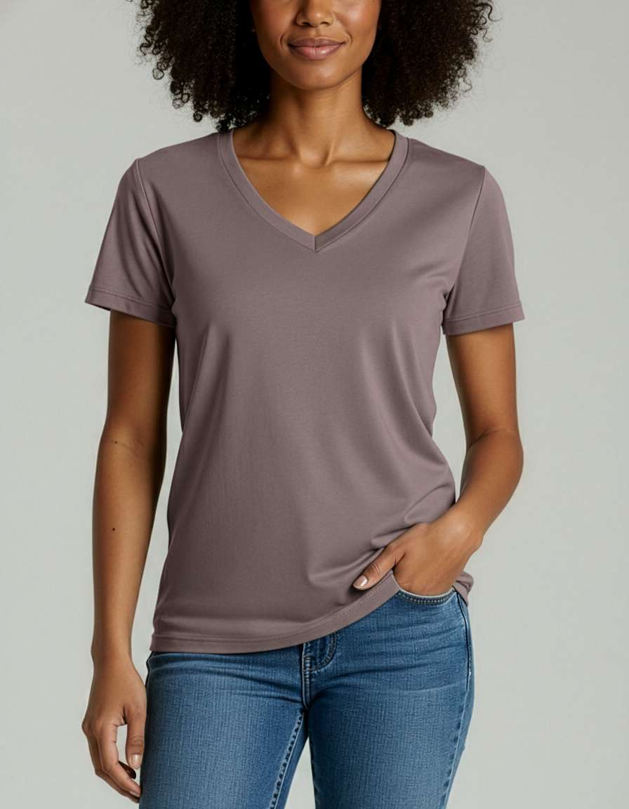 4 Pack: Women's Short-Sleeve V-Neck T-Shirt (Available in Plus Size)