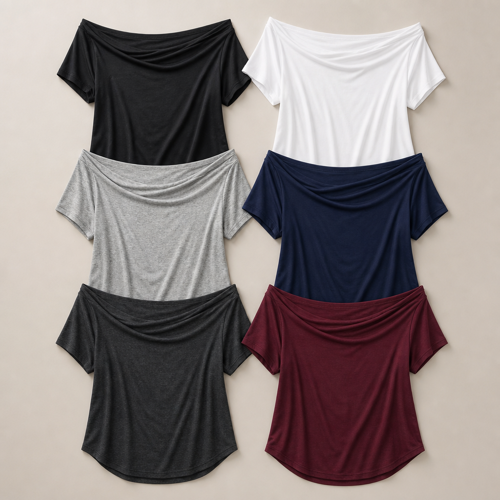 6-Pack Core Set women off shoulder short sleeve tee SKU image