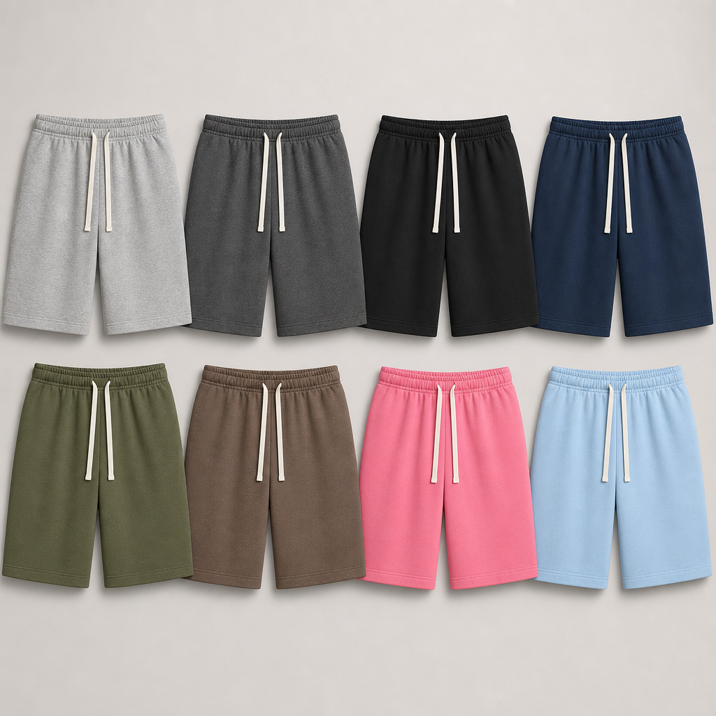 8-Color Set men plain cotton-blend drawstring sweat shorts SKU image