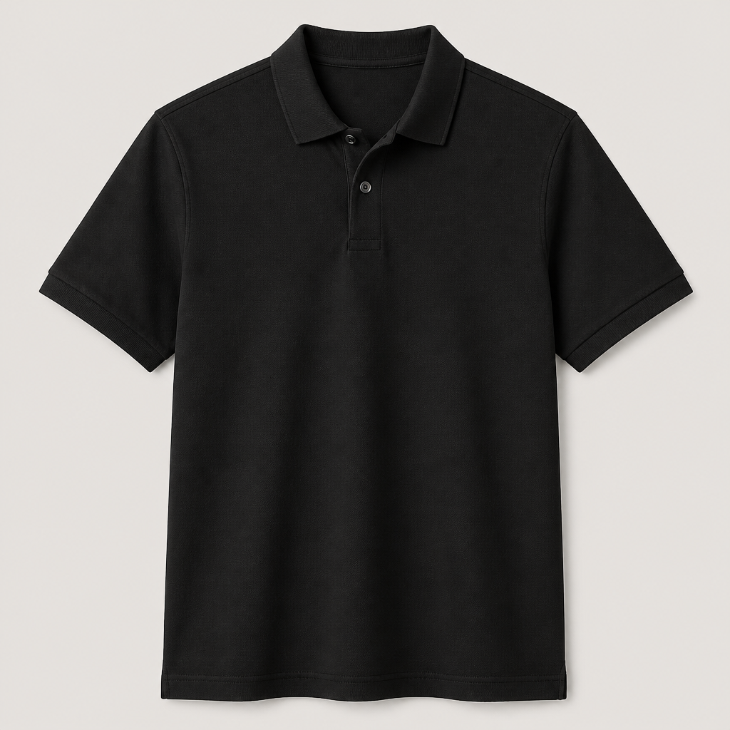 Black men classic short sleeve polo shirt SKU image