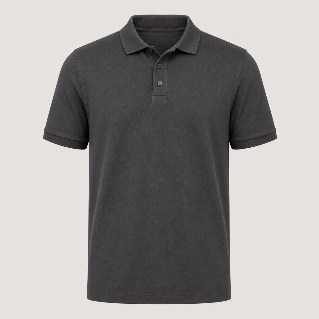 Charcoal men classic short sleeve polo shirt SKU image