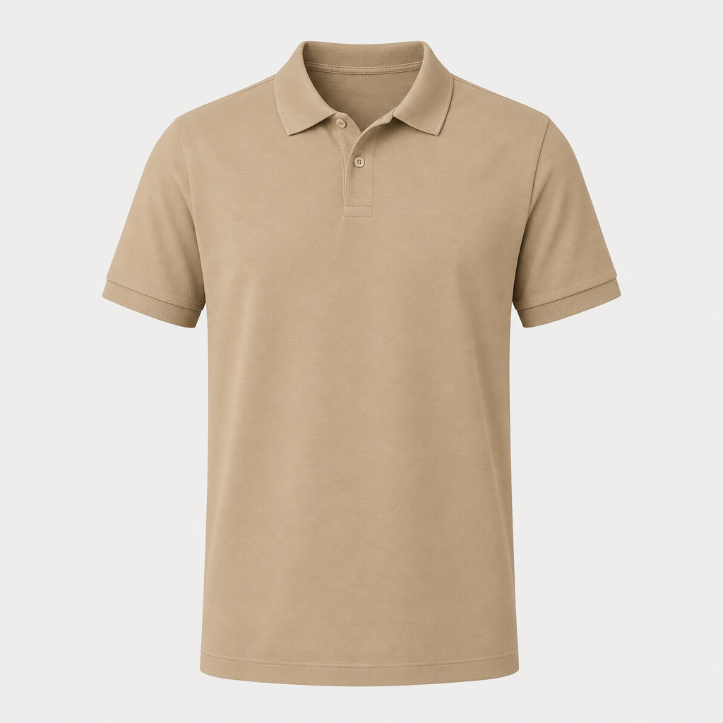 Khaki men classic short sleeve polo shirt SKU image