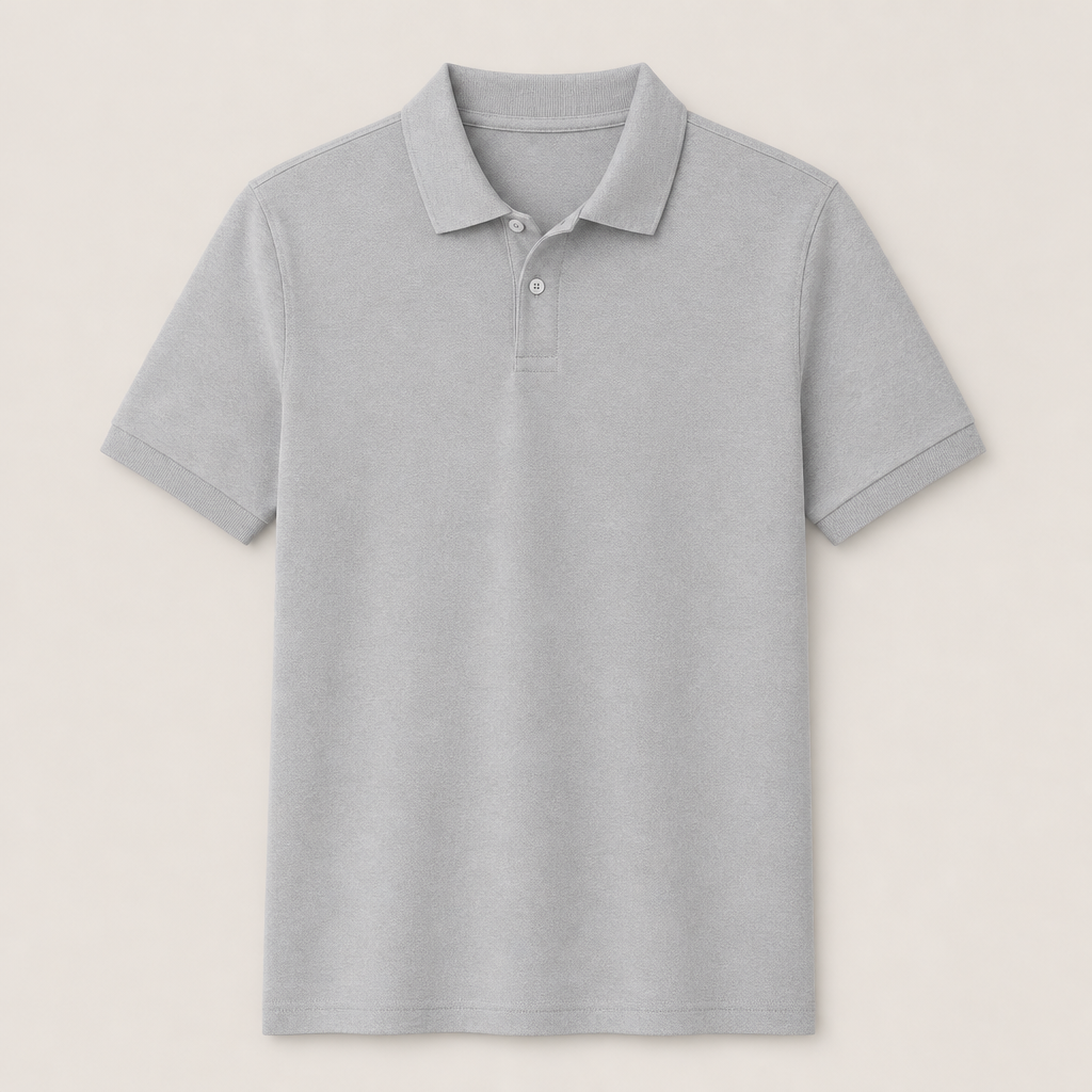 Light Gray men classic short sleeve polo shirt SKU image