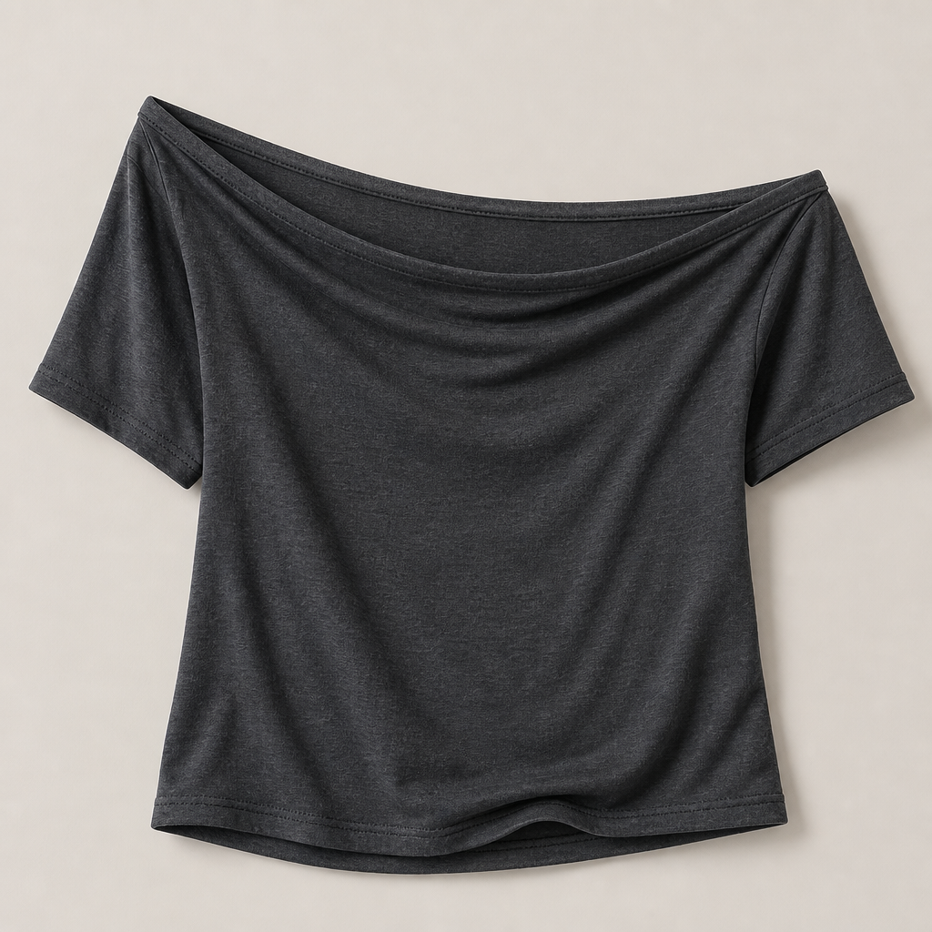 Charcoal women off shoulder short sleeve tee SKU image