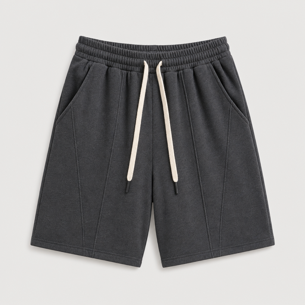 Charcoal men cotton fleece drawstring sweat shorts SKU image
