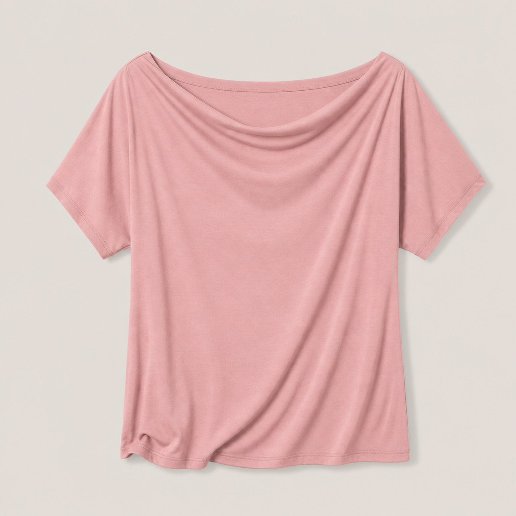Dusty Pink women off shoulder short sleeve tee SKU image