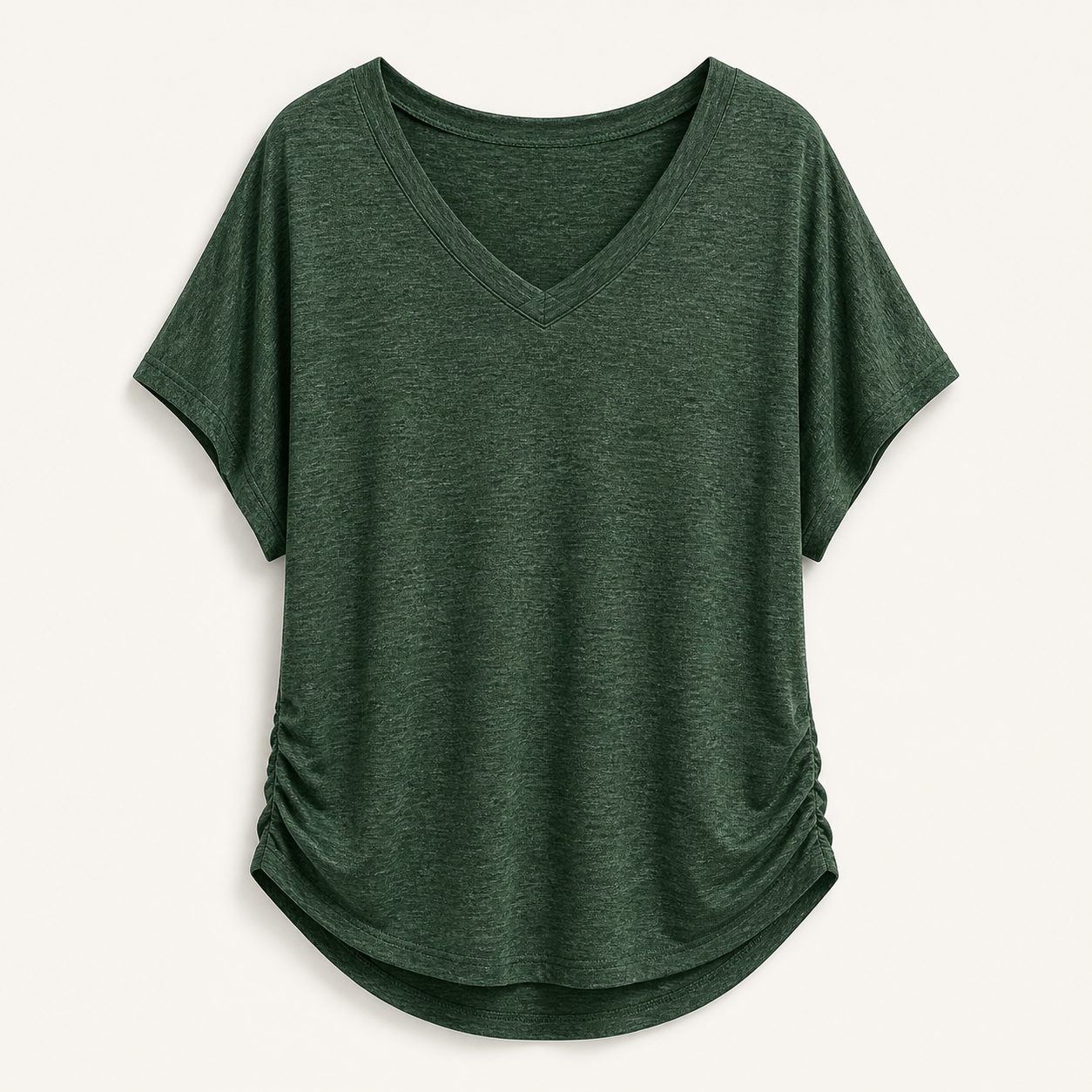 Forest Green women loose fit V-neck dolman sleeve tops SKU image