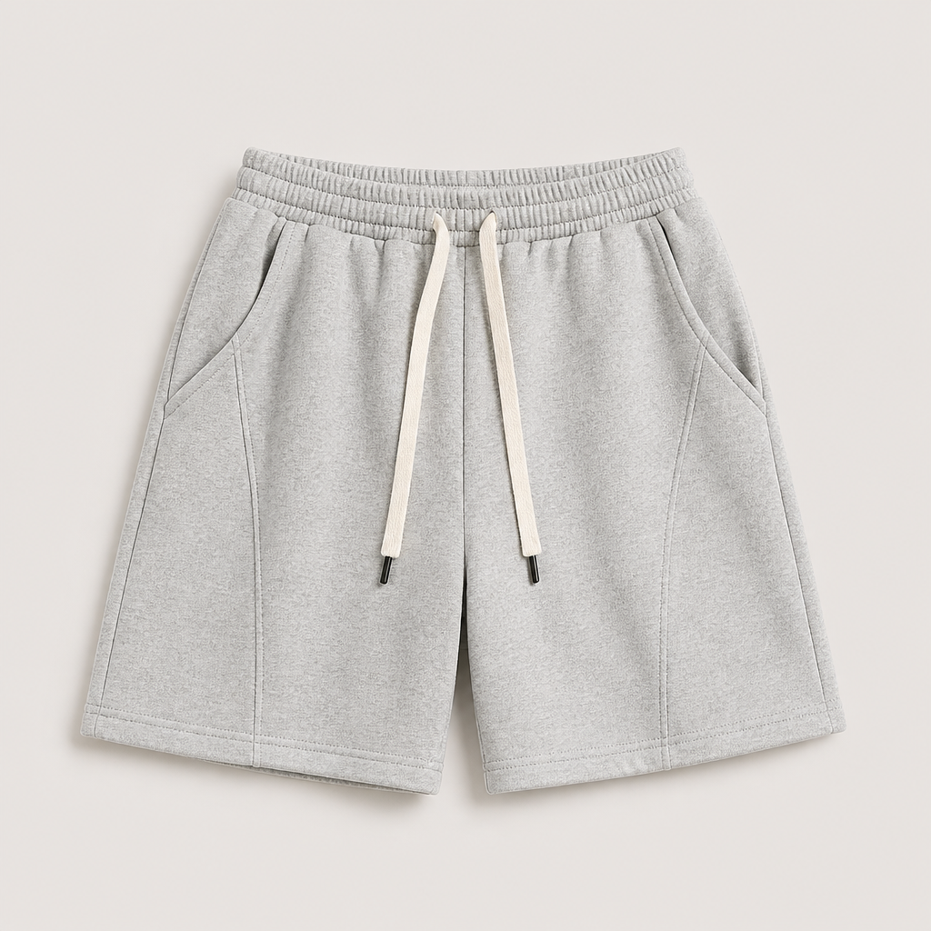 Heather Gray men cotton fleece drawstring sweat shorts SKU image