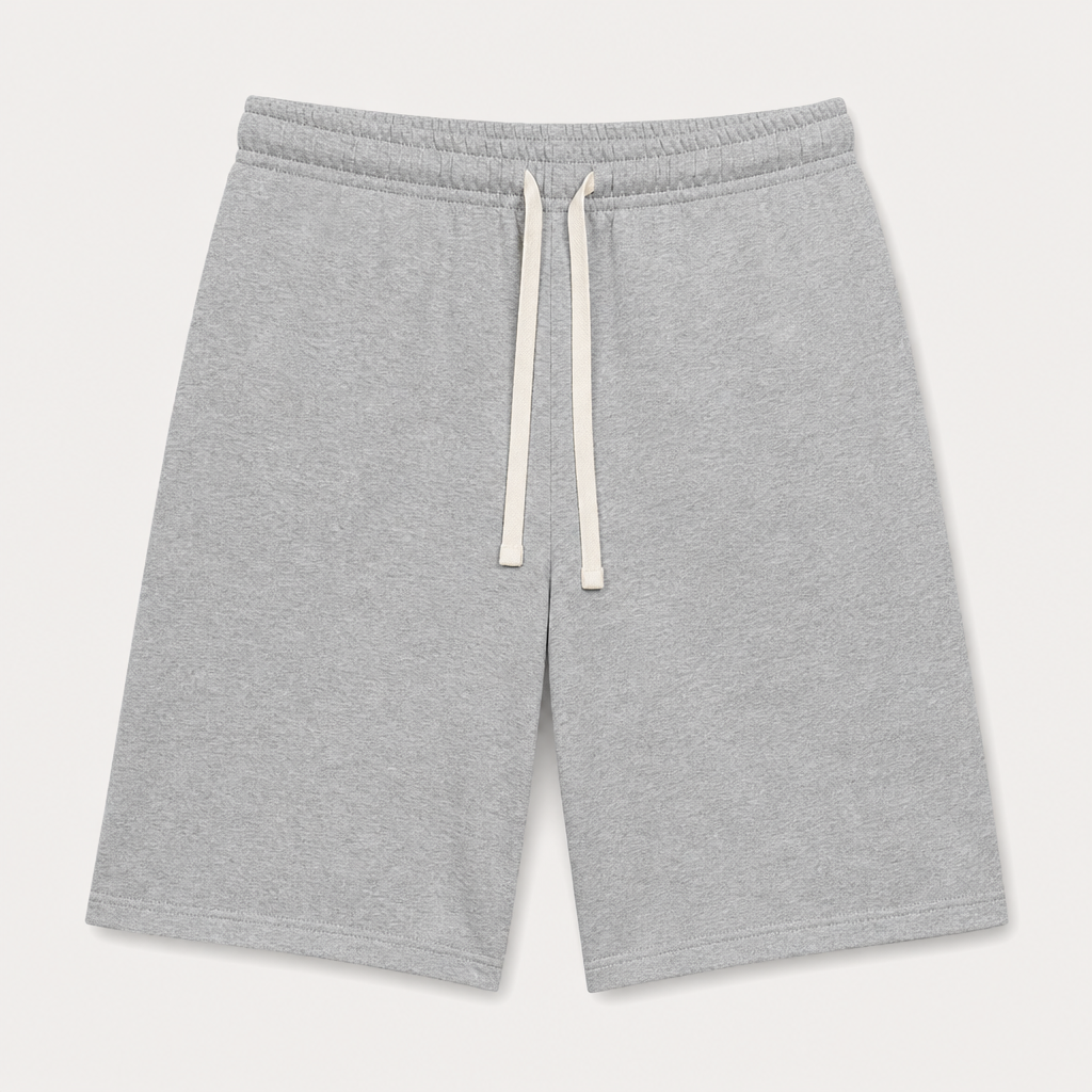 Heather Gray men plain cotton-blend drawstring sweat shorts SKU image