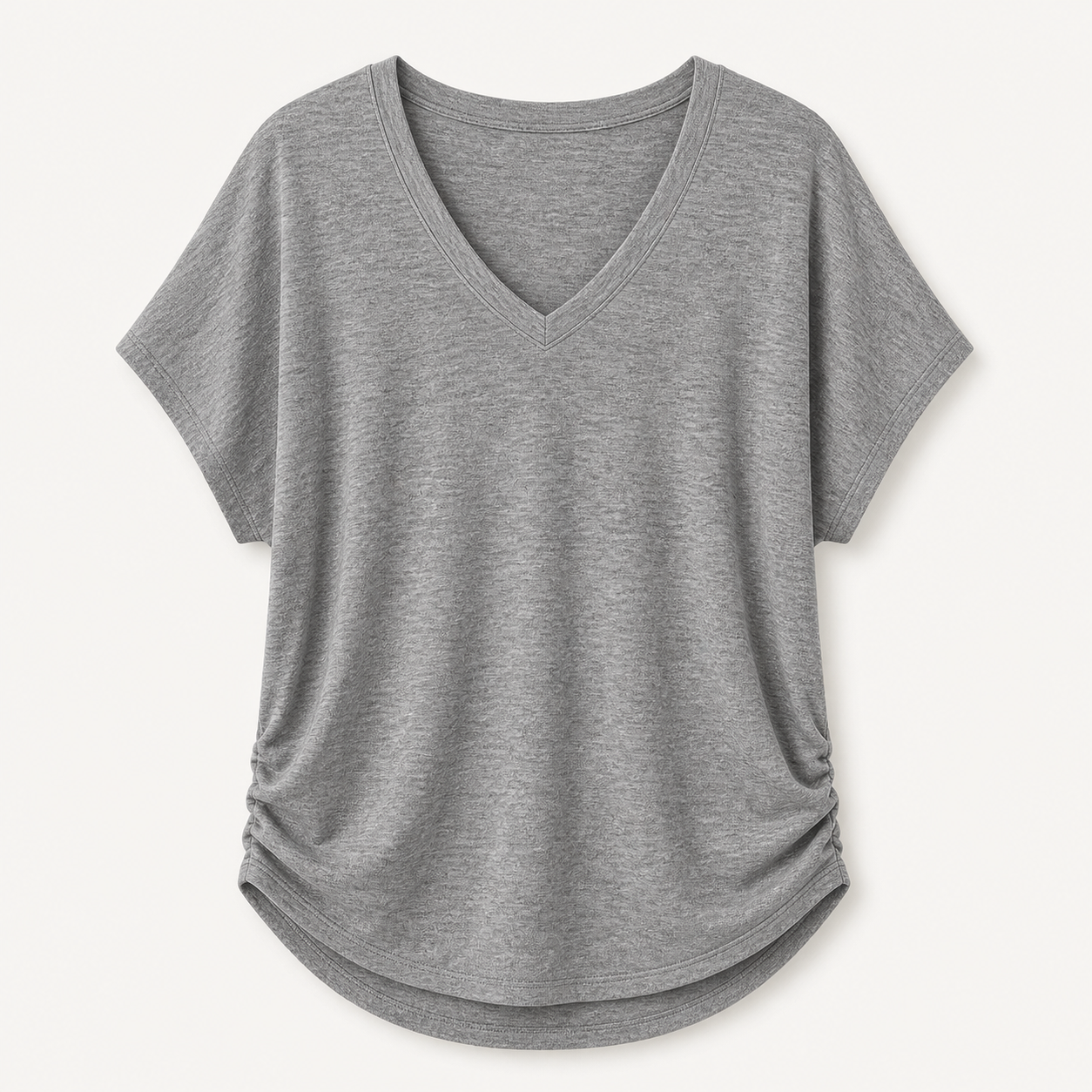 Heather Gray women loose fit V-neck dolman sleeve tops SKU image