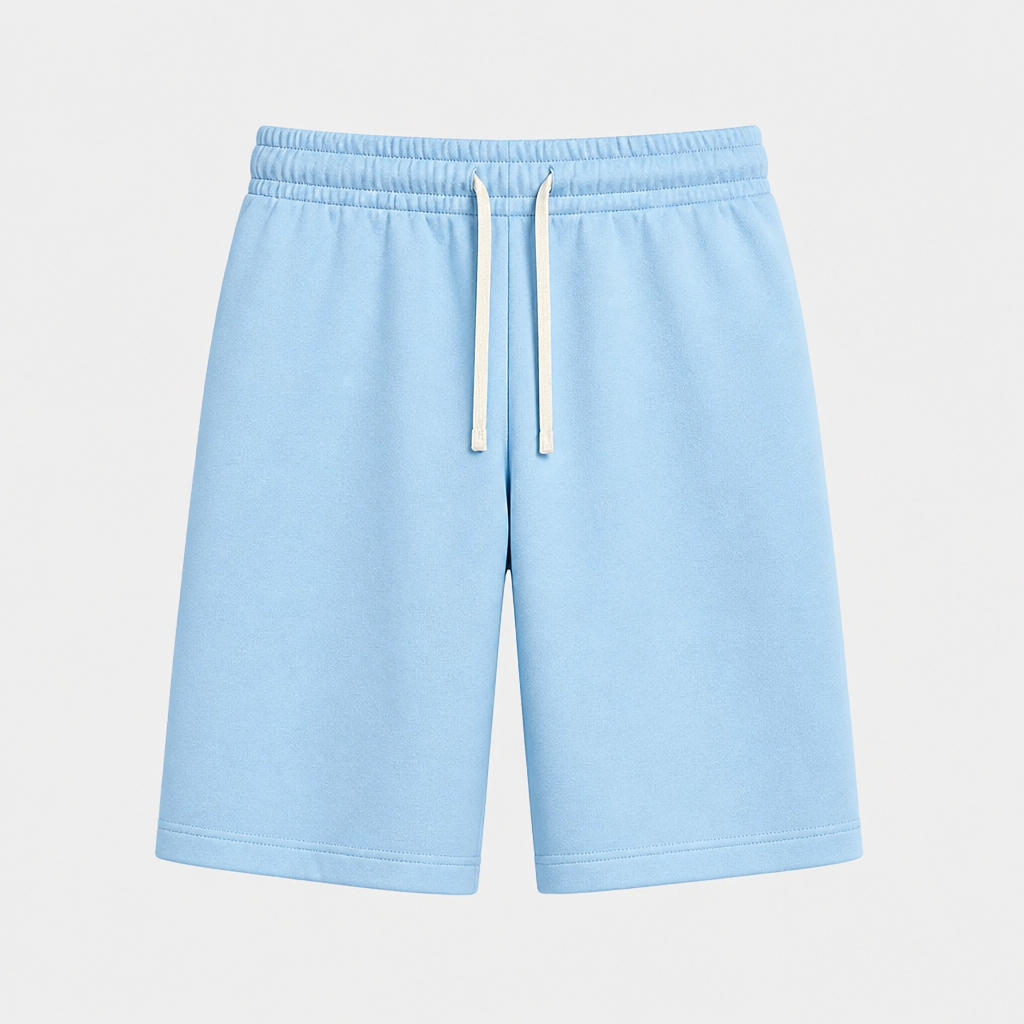 Light Blue men plain cotton-blend drawstring sweat shorts SKU image