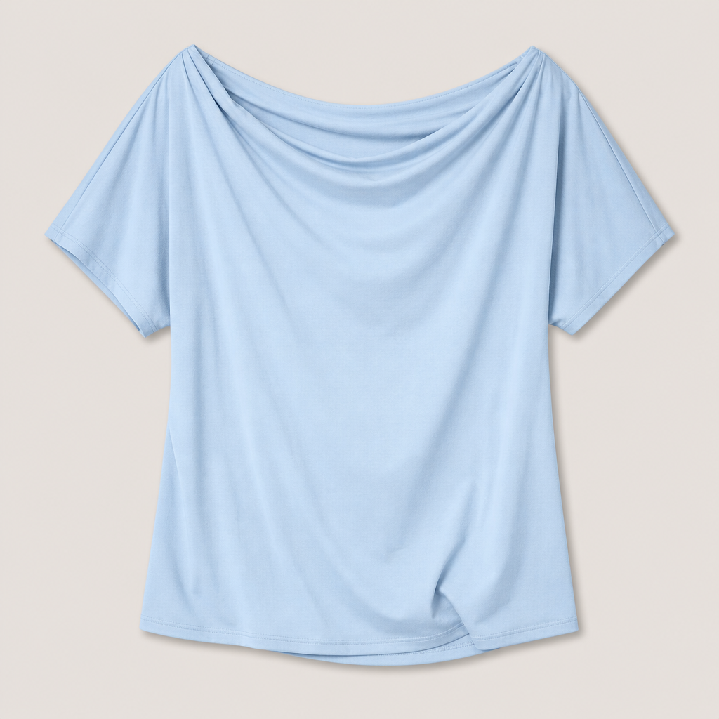 Light Blue women off shoulder short sleeve tee SKU image