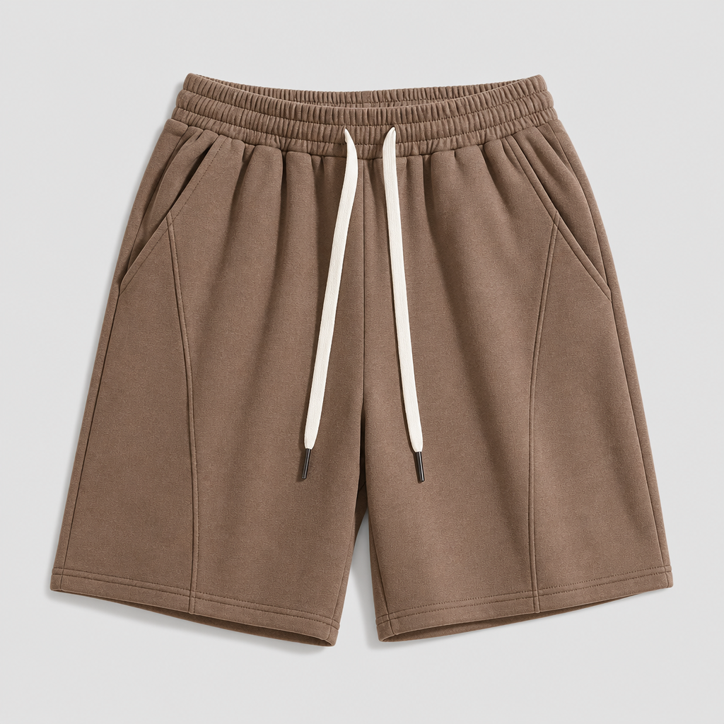 Mocha Brown men cotton fleece drawstring sweat shorts SKU image