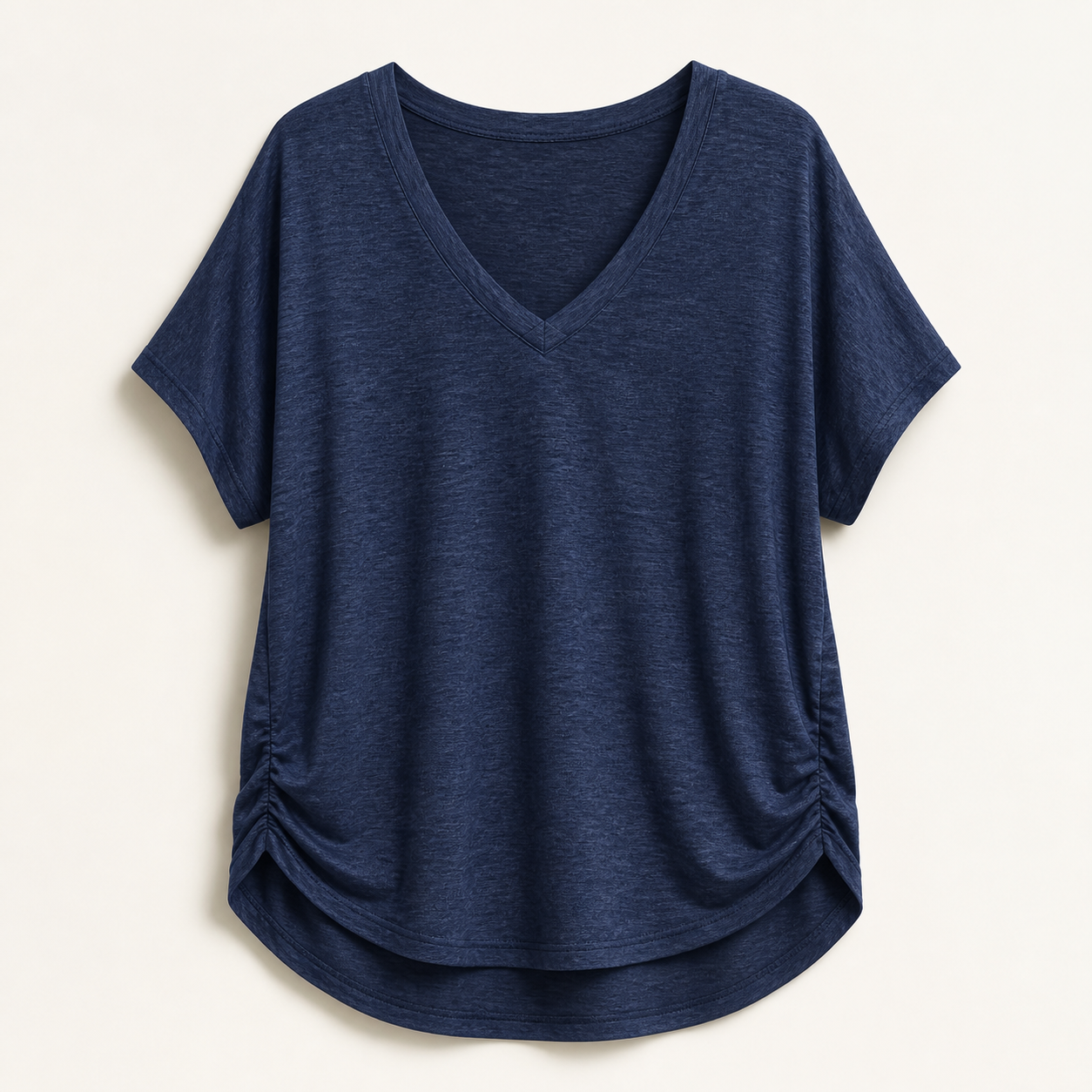 Navy women loose fit V-neck dolman sleeve tops SKU image