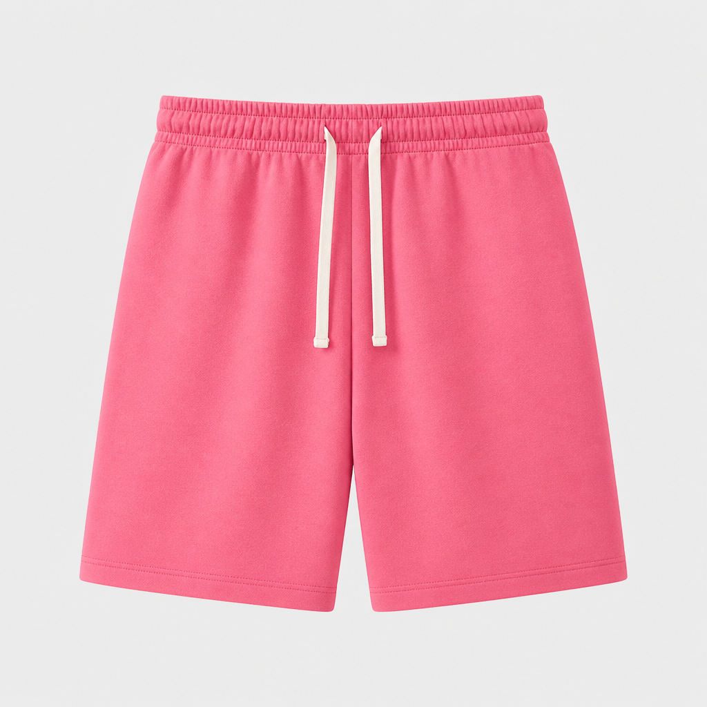 Pink men plain cotton-blend drawstring sweat shorts SKU image