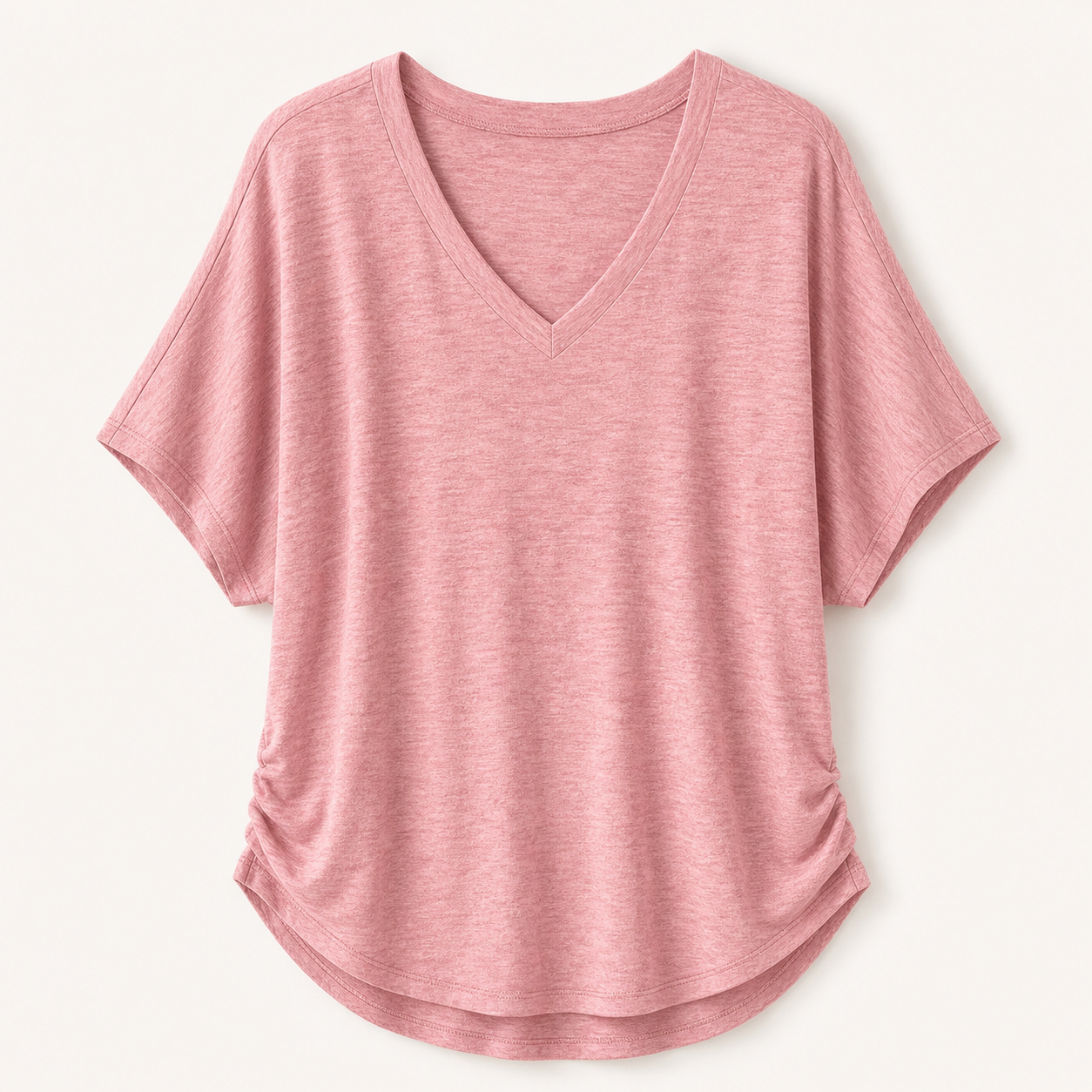 Pink women loose fit V-neck dolman sleeve tops SKU image