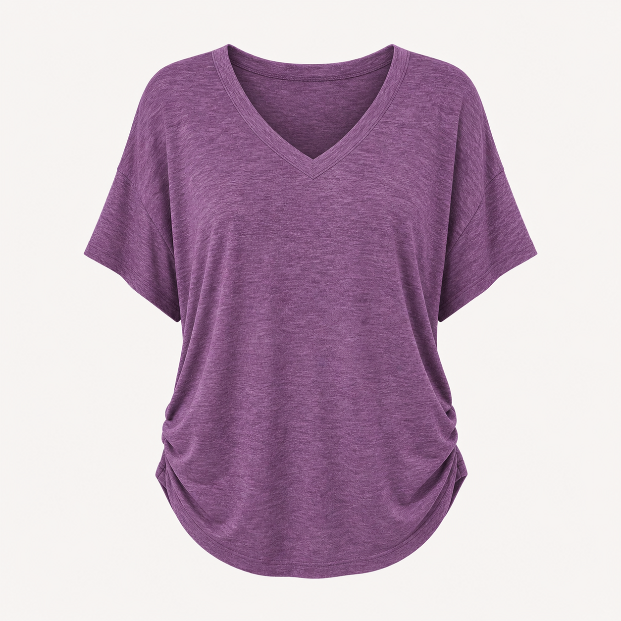 Purple women loose fit V-neck dolman sleeve tops SKU image
