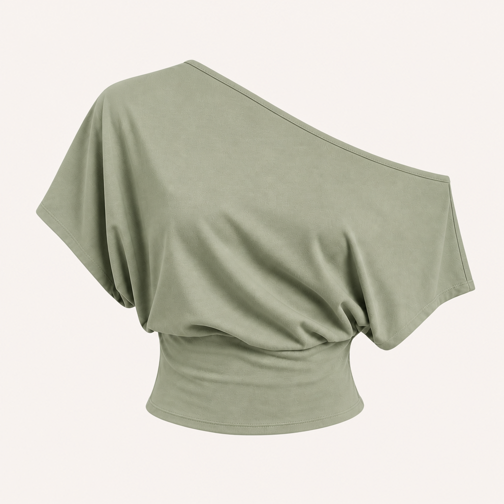 Sage women asymmetric off-shoulder cropped tee SKU image