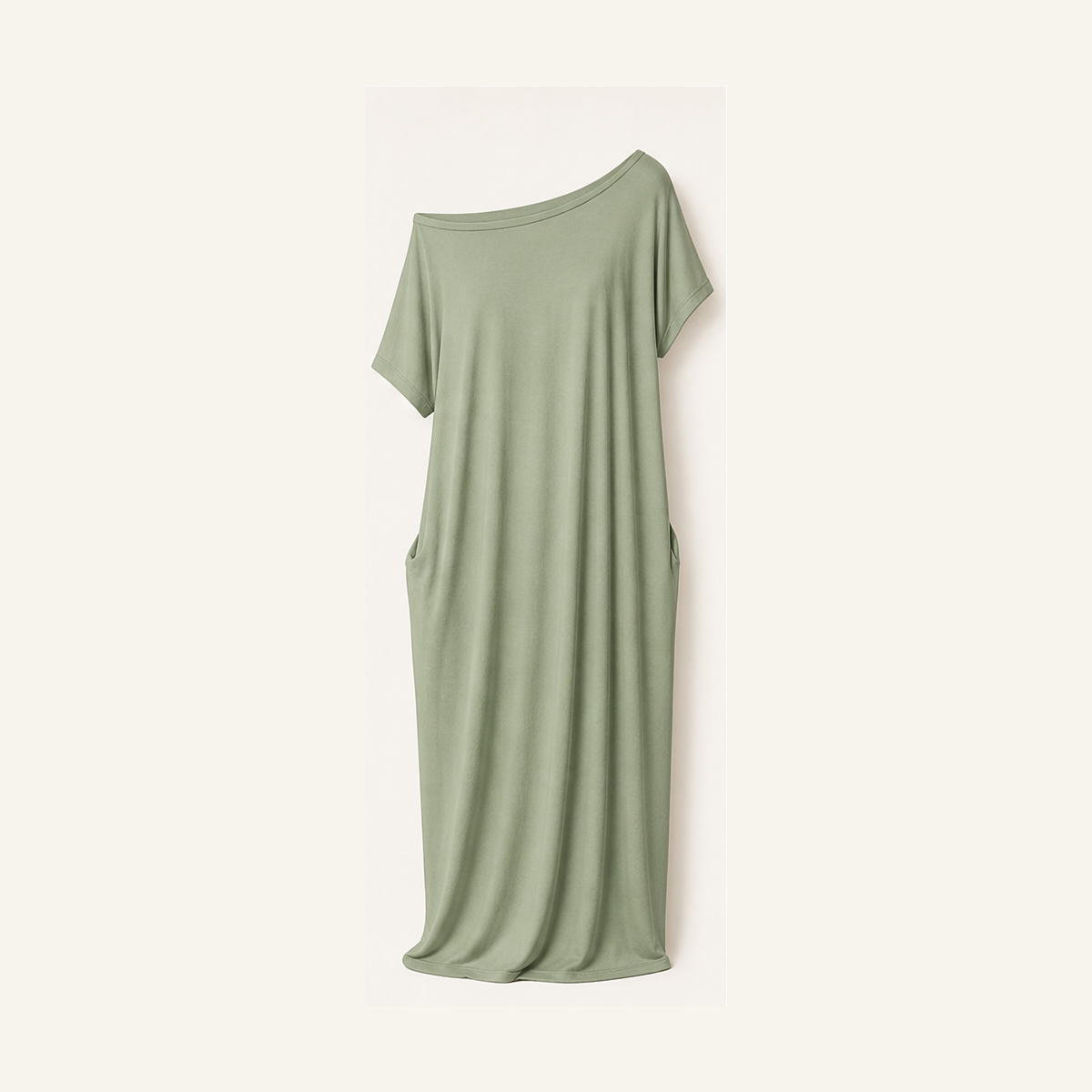 Sage women off-shoulder pocket maxi T-shirt dress size 4XL
