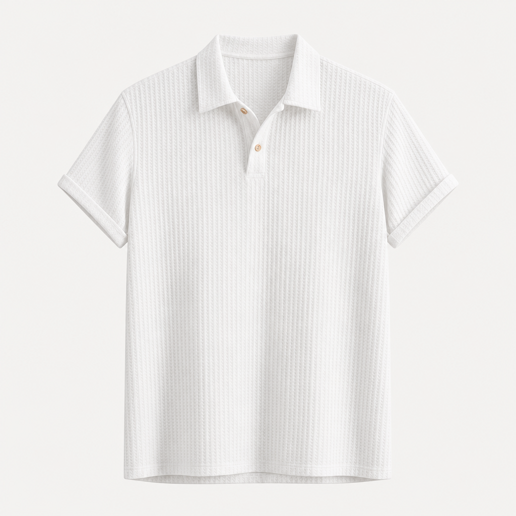 White men waffle textured short sleeve polo SKU image