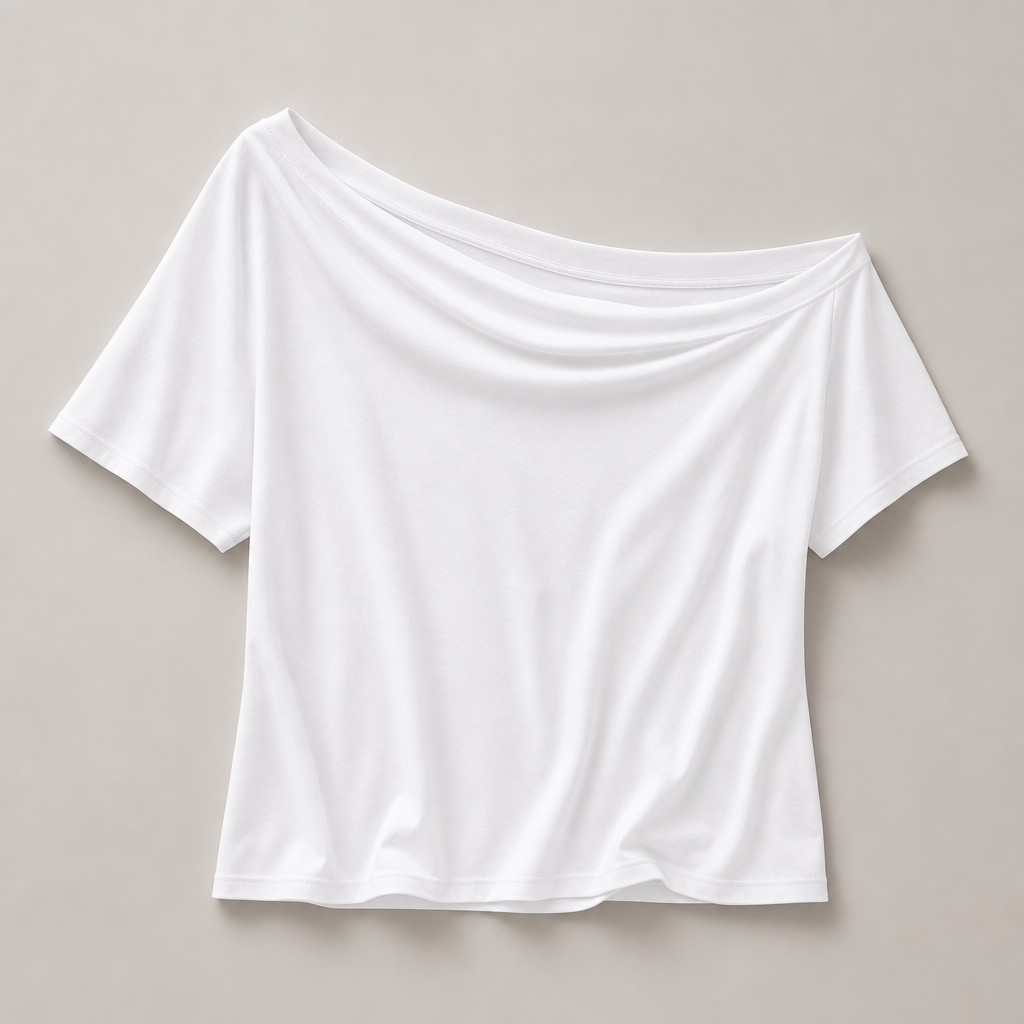White women off shoulder short sleeve tee SKU image
