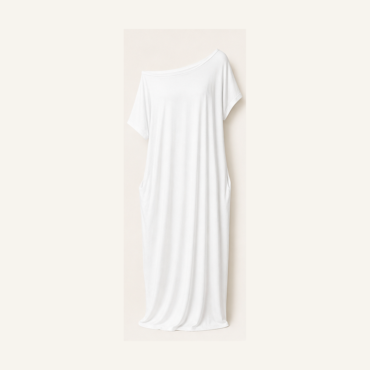 White women off-shoulder pocket maxi T-shirt dress size L