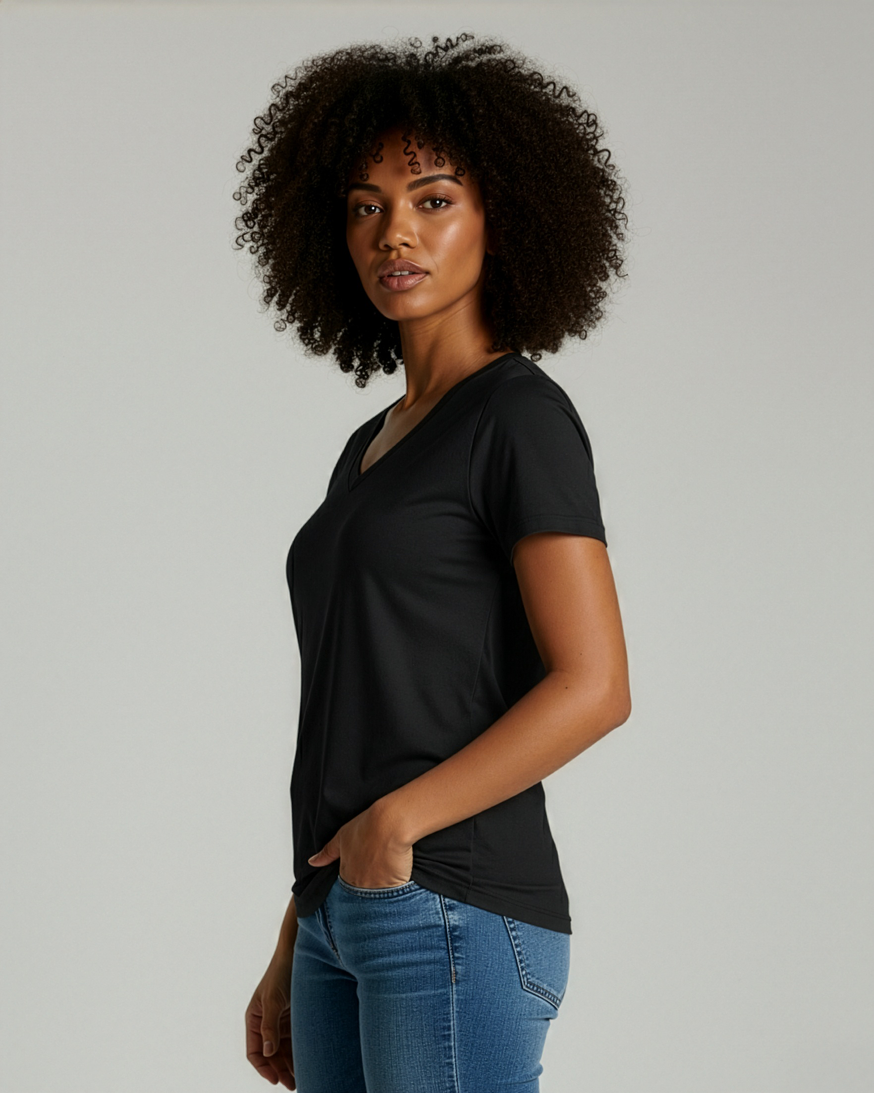 4 Pack: Women's Short-Sleeve V-Neck T-Shirt (Available in Plus Size)