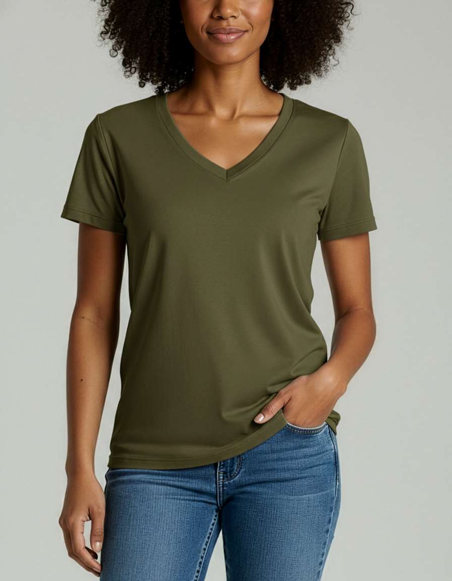 4 Pack: Women's Short-Sleeve V-Neck T-Shirt (Available in Plus Size)