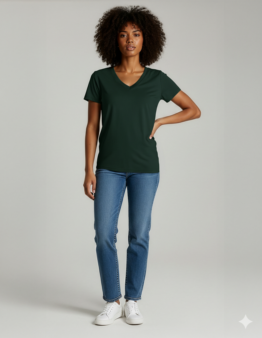 4 Pack: Women's Short-Sleeve V-Neck T-Shirt (Available in Plus Size)