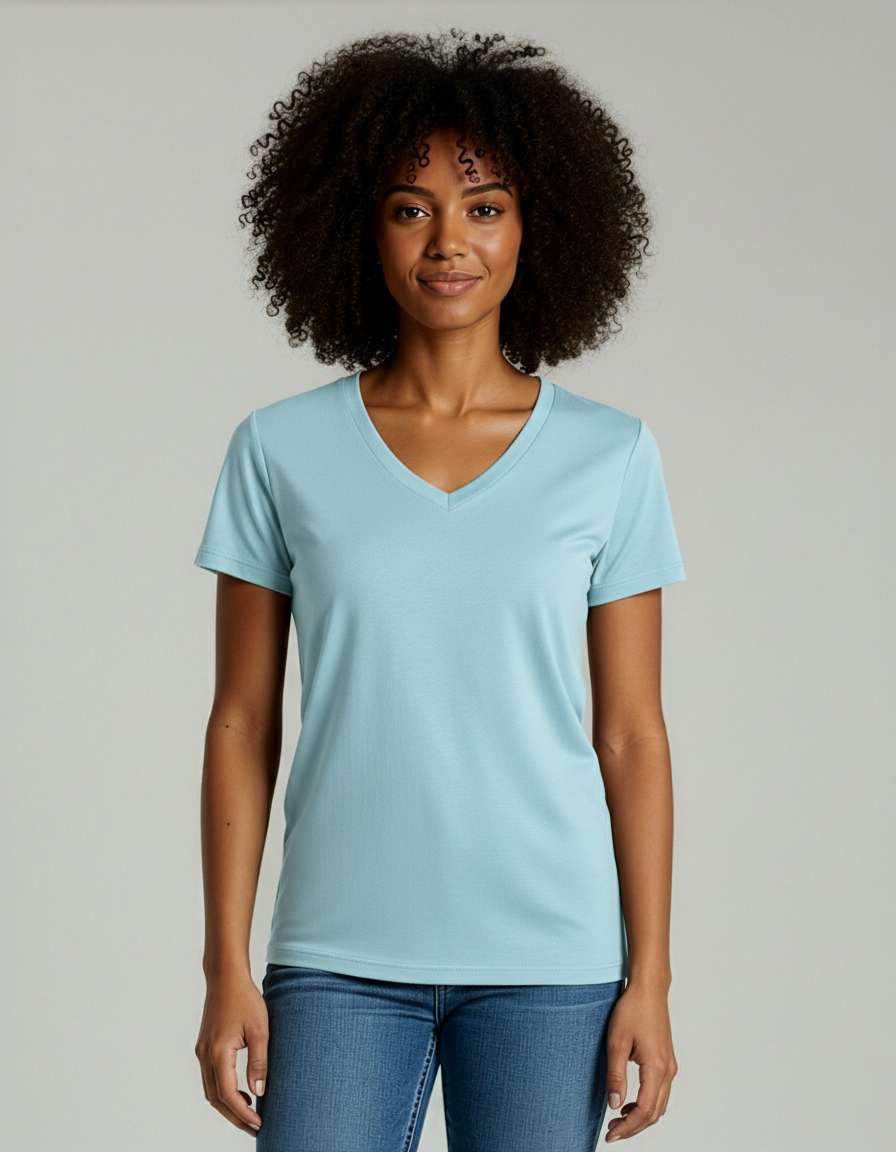 4 Pack: Women's Short-Sleeve V-Neck T-Shirt (Available in Plus Size)