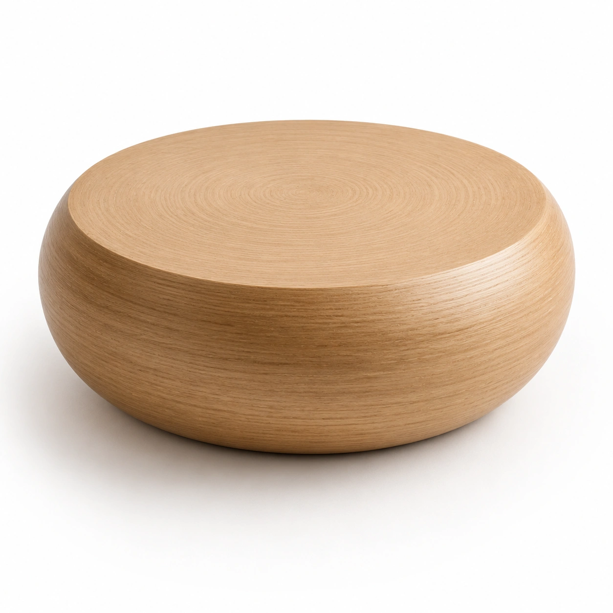 Puff redondo de madera natural