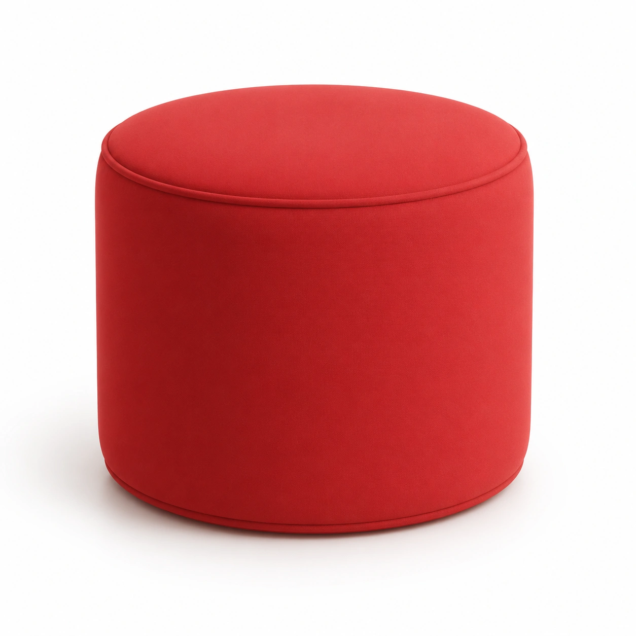 Puff redondo de tela color rojo