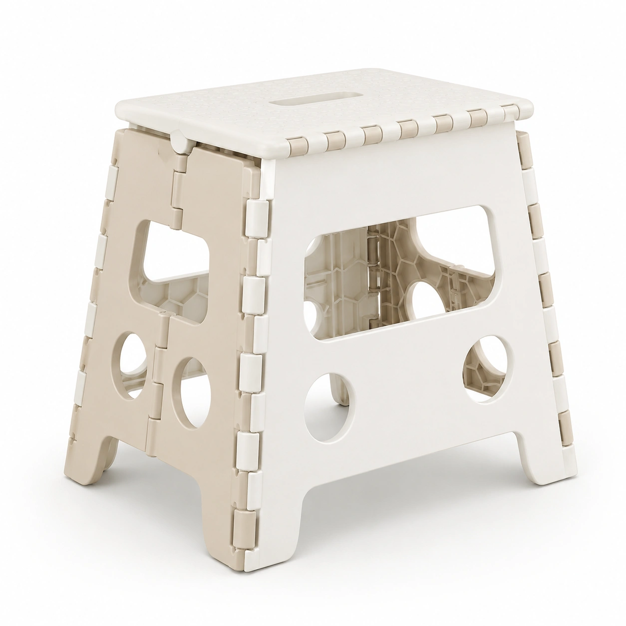 Banco plegable de plástico blanco crema