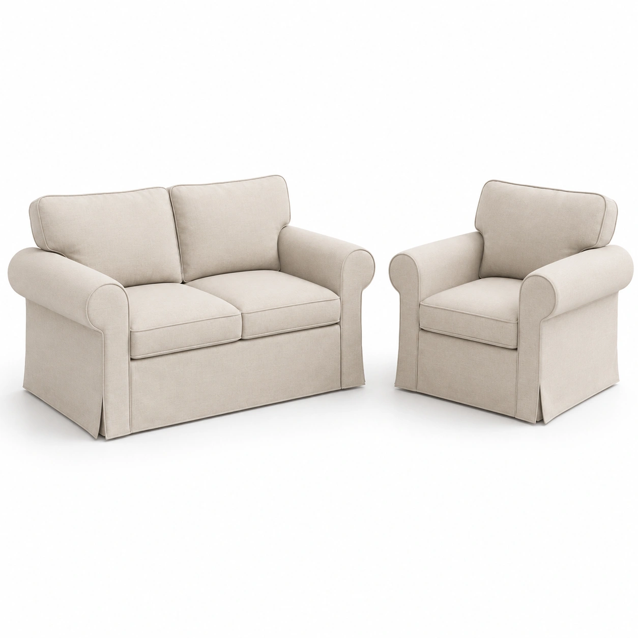 conjunto de sofa y sillones blanco hueso