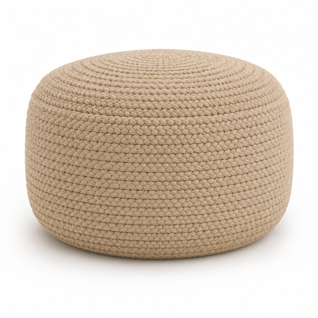 Puff redondo tejido color beige