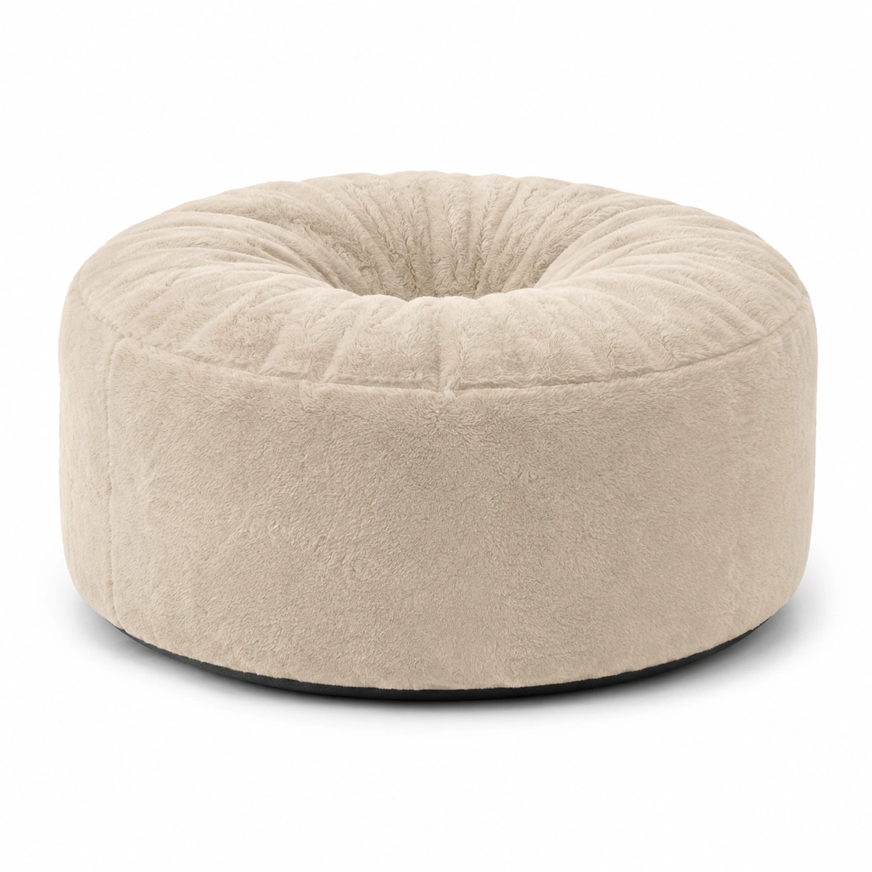Sillon redondo tipo puf de felpa color beige