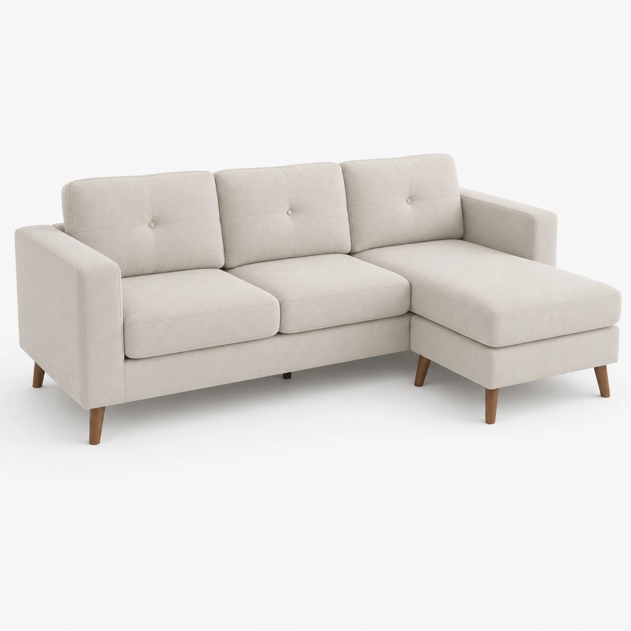 sofa en L de tres plazas beige