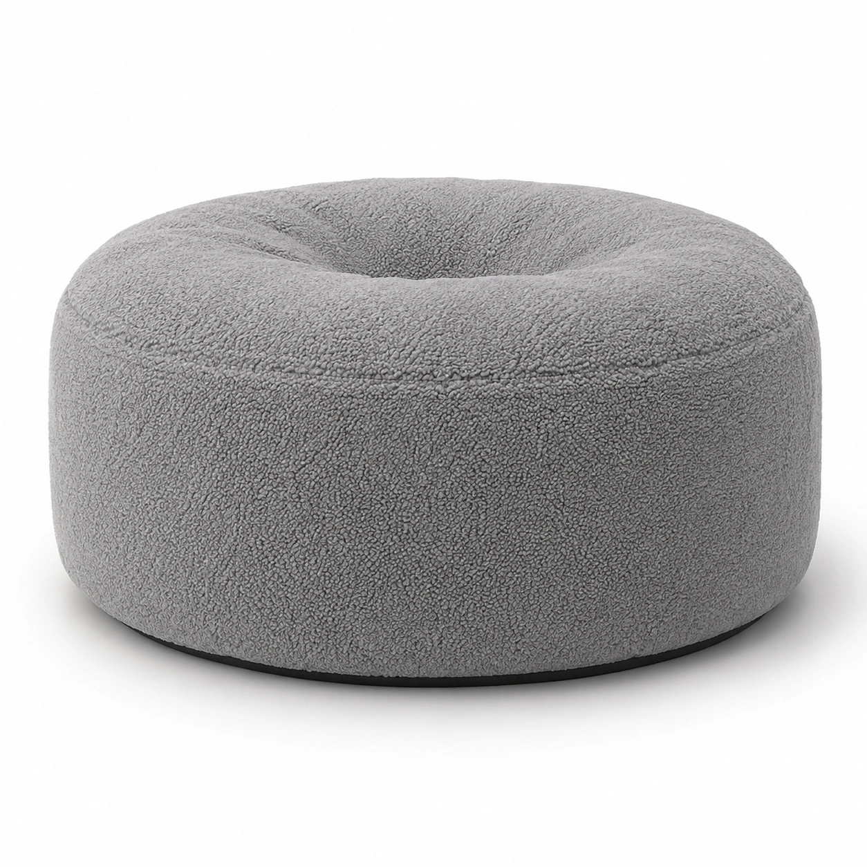 Sillon redondo tipo puf de felpa gris