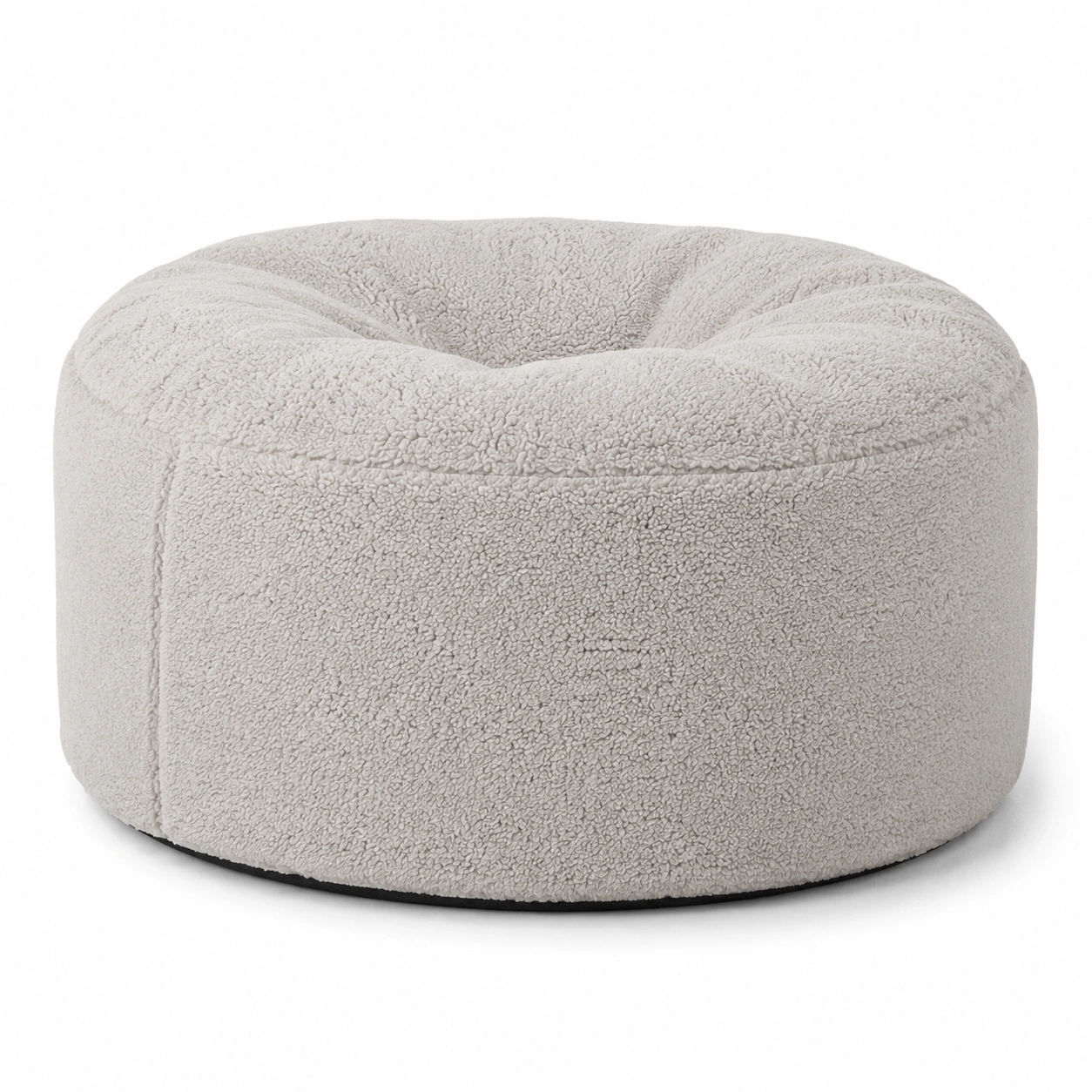 Sillon redondo tipo puf de felpa color beige